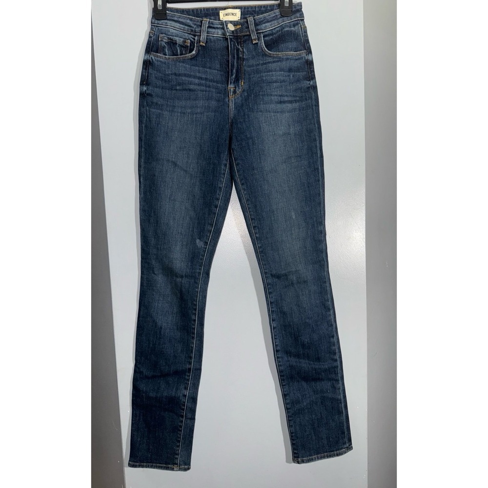 L'Agence Melody classic vintage straight high rise mid wash 25" waist